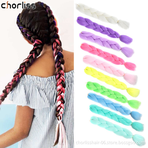 New Fashion Style Wholesale Price Pure purple Stretched Synthetic Braiding Hair Extensions Crochet Jumbo Braids Hair Bundles
